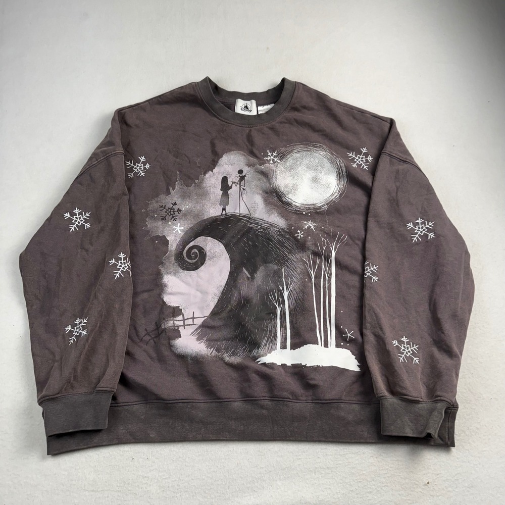 Disney Nightmare Before Christmasโ Jack Sally Snowflake Sweatshirt Grey Large